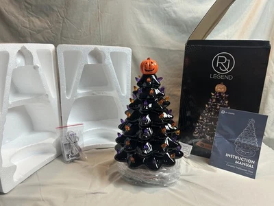 15” Ceramic orange and black Halloween Tree NIB Fast Shipping  - Image 1 of 4