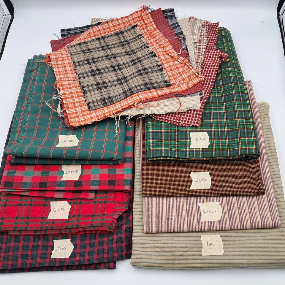 7 Yards Assorted Primitive Woven Homespuns Quilt Fabric - Image 1 of 4