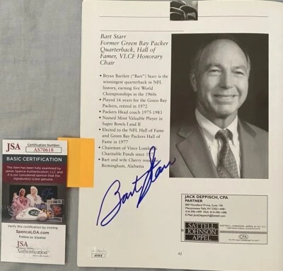 BART STARR d.2019 Signed 34th Ann. Vince Lombardi Golf Classic Magazine JSA COA - Image 1 of 4