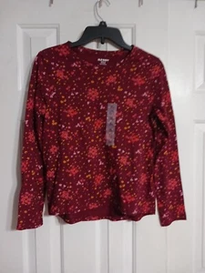 NWT Girls Old Navy Long Sleeve Floral Softest Tee Size M (8) Burgundy  - Picture 1 of 4