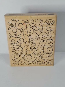 Stampin' Up! Soft Swirls Mounted Wood Large 6" x 5" 2002 Hearts Swirls - Picture 1 of 3