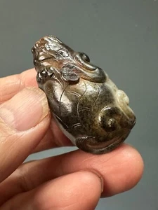 Rare antique Chinese Song dynast carved nephrite seed jade of a Mythical beast - Picture 1 of 9