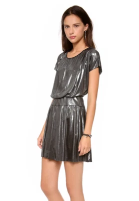 TBAGS LA короткий рукав эластичной Джерси металлический мини туника платье серебро S $198 B4 - Изображение 1 из 4