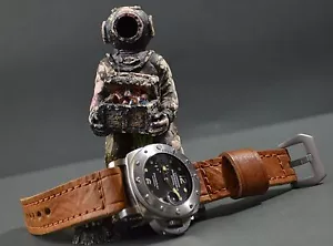 PULSERA RELOJ 26 24 22MM BUZO MARRÓN AUTÉNTICO VINTAGE CUERO MA CORREA PARA PANERAI ETC - Imagen 1 de 12