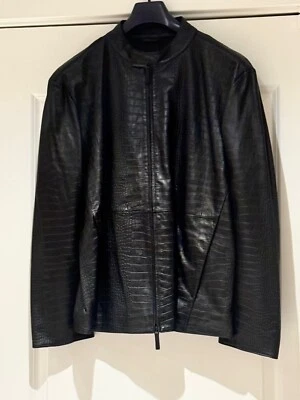 Armani Collezioni Cocodrilo Cuero Repujado Bomber Chaqueta, Hombre Talla 56 US NUEVO Foto 1 de 4