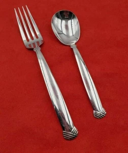 Rattan Oneida Edelstahl Tafelgabel und Zuckerlöffel #9973 - Bild 1 von 4