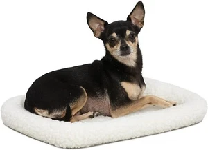 White Fleece 18''X12'' Pets Pads Dog Bed Cat Bed With Comfortable Bolster - Picture 1 of 7