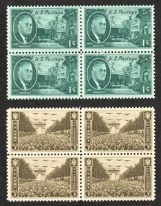 *OLD 1945 WW2 USA stamps franklin roosevelt FDR & US Army Paris blocks of 4 MINT - Picture 1 of 1