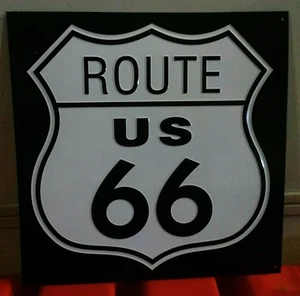 Letrero de metal antiguo vintage con logotipo de autopista ROUTE 66 ¡Bonito aspecto! - Imagen 1 de 1