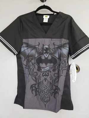 NEW XS Batman Cherokee Scrubs Tooniforms DC Comics Mens V Neck Top TF707 DMOO - Image 1 of 4