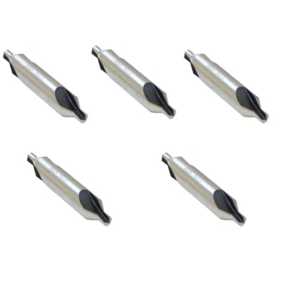 5 Pc HSS Center Drill no.6 #6 Countersinks 60 Degree 1/2" Body X 7/32" Pilot - Image 1 of 4