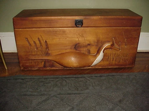 RARE VINTAGE CHEST CUSTOM MADE WITH HAND-CARVED DUCK DECOY ON FRONT Cover