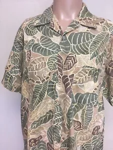 CAMISA HAWAIANA PENDLETON Estampado de Hojas Cuello Lazo Mezcla Rayón TONOS TIERRA L - Imagen 1 de 12