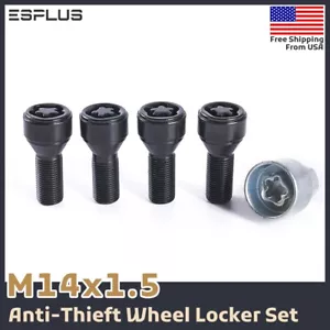 4x Audi Wheel Lock M14x1.5 Black 28mm Fit A3-8/E-Tron/Q2-Q8/RS AfterMarket Rim - Picture 1 of 11