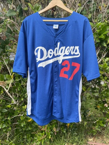 Los Angeles LA Dodgers Matt Kemp 27 Baseball Jersey Button Up Blue XL SGA Cover