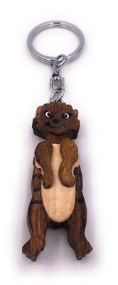 H-CUSTOMS Erdmännchen Scharrtier Echt Holz Edel Handmade Schlüsselanhänger Anhänger