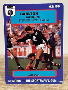 1990 STIMOROL AFL CARD CARLTON BLUES STEPHEN SOS SILVAGNI #92/168. - Picture 1 of 2