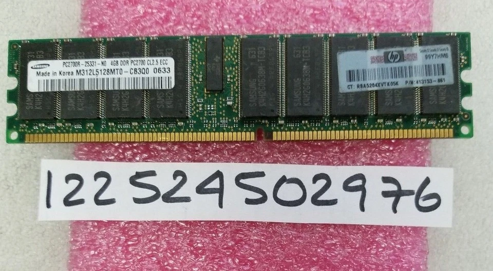 4GB DDR PC DDR1  PC2700R DDR-333  2700 333MHZ 184PIN ECC-REG RDIMM 2RX4  256X4 - Image 1 of 1