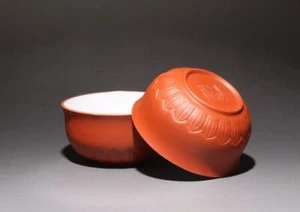 50ml*2 tea cups yixing zisha red stoneware teaset cup lotus design porcelain cup - Picture 1 of 5