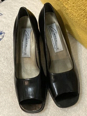 Zapatos de salón Caressa Crosstown Collection EE. UU. talla 10 punta abierta de cuero Foto 1 de 4