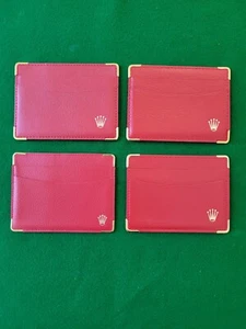 ROLEX RED LEATHER CARD HOLDER WALLET SET OF 4 NEW OLD STOCK - Picture 1 of 3