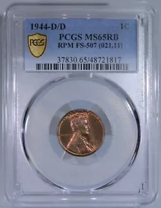 1944-D/D Lincoln Cent *FS-507 PCGS MS65RB* RPM-007 Top 100 RPM- Very Rare - Picture 1 of 7