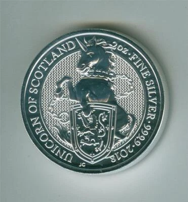 GREAT BRITAIN 2018 5 POUNDS UNICORN OF SCOTLAND 2 OZ. .9999 FINE SILVER BU - Image 1 of 2