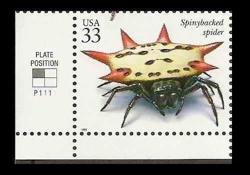 US 3351q Insects & Spiders SpinyBacked Spider 33c plate single P1111 MNH 1999 - Image 1 of 1