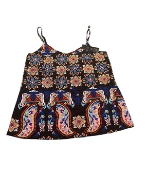 Yum Kim Bold Paisley Print Tank/ Cami Beautiful Silver Buttons Size Med NWT - Image 1 of 4