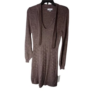 Vestido Suéter Calvin Klein Tejido Manga Larga Marrón Informal Talla S - Imagen 1 de 5