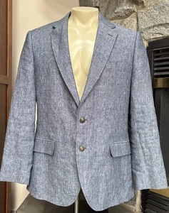 J Crew Thompson Linen Blazer Men's 42R Blue Two Button Double Vented Sport Coat - Picture 1 of 18