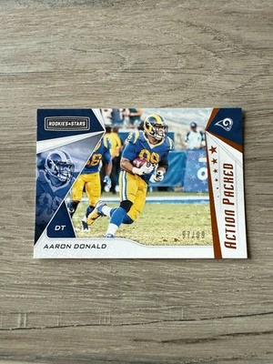 2019 Panini Rookies & Stars Action Packed Aaron Donald Orange /99 LA Rams - Image 1 of 2