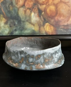 Art Studio Handarbeit Keramik große Keramik Steinzeug glasiert asymmetrisch Schale - Bild 1 von 13