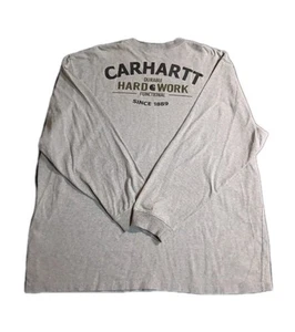 Carhartt Mens Shirt Gray 2XL Long Sleeve Original Fit Crewneck Pocket Logo 1889 - Picture 1 of 5