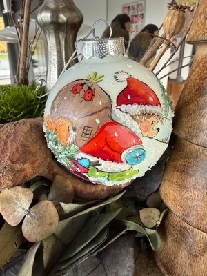 Glaskugel, Christbaumkugel, Weihnachtskugel, Teddy, 8cm, Nikolaus, Igel, Maus - Bild 1 von 4