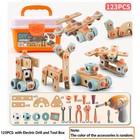 Kinder Werkzeugset mit Elektrischer Bohrmaschine DIY Baukasten STEM Spielzeug