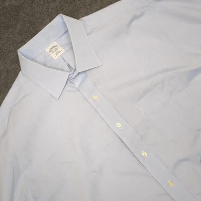Camisa de vestir Brooks Brothers ajustada sin planchar todo algodón azul claro talla 17,5 36 Foto 1 de 4