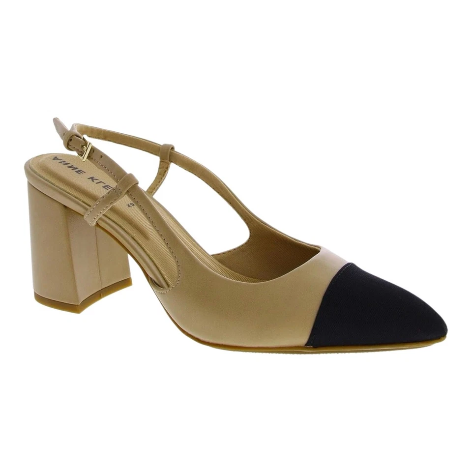 Anne Klein Women's Brooklyn Block Heel Slingback Dress Pumps Nude Black Size 6 - Image 1 of 3