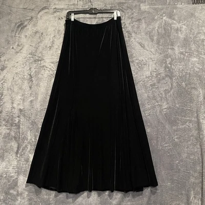 Vintage Alex Evenings Women XL Maxi Skirt Holiday Black Velvet Flare Trumpet - Image 1 of 4