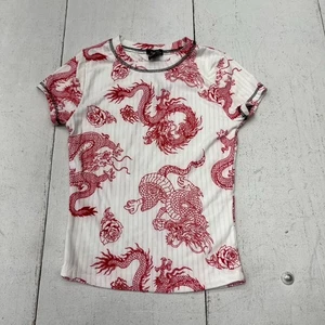 Rue 21 White & Red Dragon Print Short Sleeve T-Shirt Women's Size Small - Picture 1 of 5