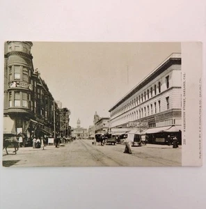 Oakland aprox. Postal antigua de vagones tirados por personas y caballos escena callejera de Washington - Imagen 1 de 3