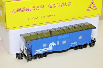 American Models S scale 7704 Conrail #21120 Bay Window Caboose RTR HiRail in box - Image 1 of 4