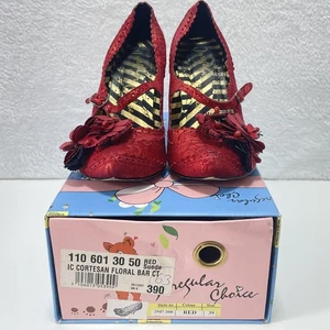 Irregular Choice Cortesan Floral Bar Court Shoes Ruby Red UK 6 Spare heel tips - Picture 1 of 13