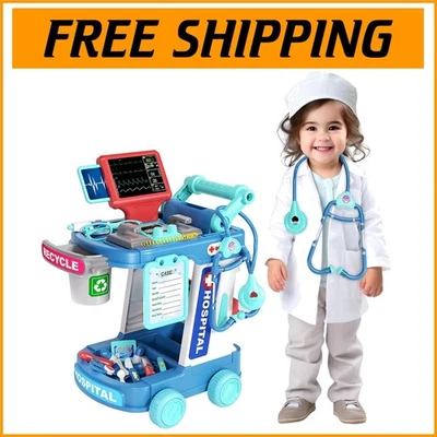 Веселый и образовательный детский докторский набор со стетоскопом и медицинской тележкой для детей от 3 до 8 лет - Изображение 1 из 4