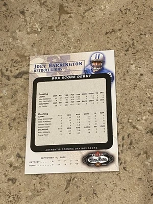#’d /2002 - 2002 Fleer Box Score Debut Rookie RC #8 Joey Harrington Lions PWE - Image 1 of 2