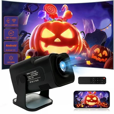 5G 4K Projector Smart HD LED WiFi Bluetooth HDMI USB Android Home Theater Black - image 1 of 4