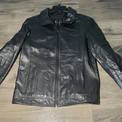 Chaqueta Winlit Mujer Cuero Negro Manga Larga Bolsillos Cuello Cremallera Completa Talla L  Foto 1 de 4