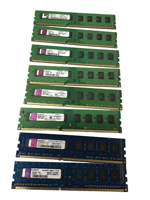 Lot of 8 Mixed of Kingston 8x2GB PC3-10600U DDR3 Desktop Memory RAM - Image 1 of 2