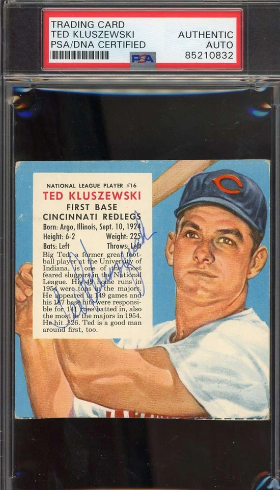Ted Kluszewski PSA ADN Firmado 1955 Hombre Rojo Tabaco Autógrafo Foto 1 de 1