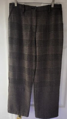 Calça quadriculada feminina Dolce & Gabbana marrom lã virgem IT44 RRP $860  - Imagem 1 de 4